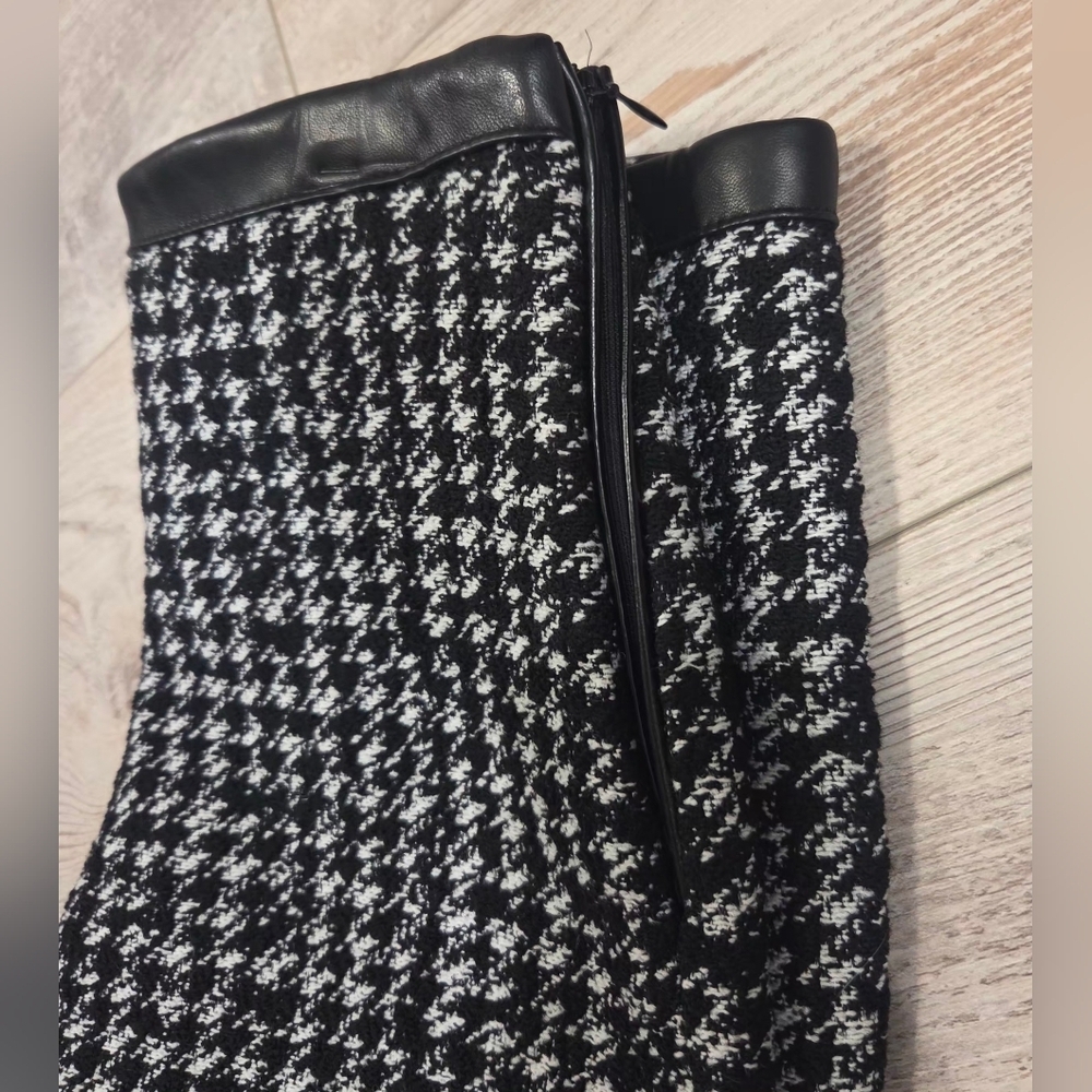 The Kooples Houndstooth/Tweed High- Waisted Shorts W/ Leather Trim - Picture 8 of 8